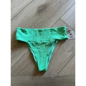 Toast Swim Signature Banded Waist Bottoms Ribbed Mint Green Bikini Size S